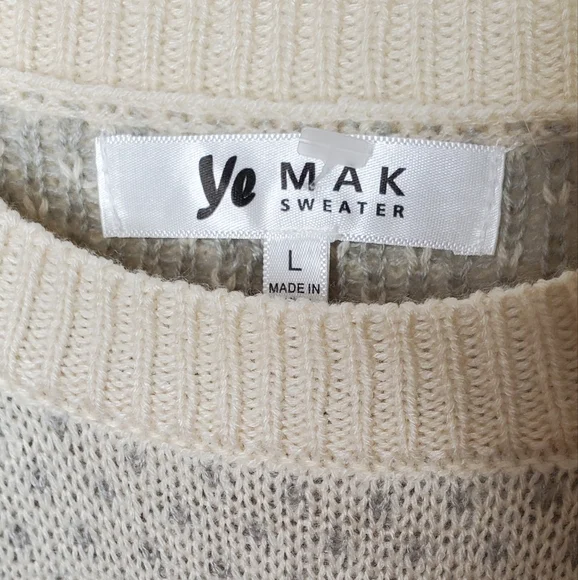 Deer jacquard cream womens holiday cozy  large jumper vintage style sweater 042 - Picture 3 of 8